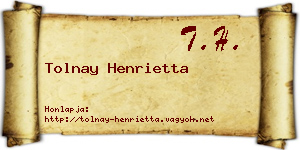 Tolnay Henrietta névjegykártya